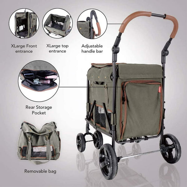 Ibiyaya Gentle Giant Wagon Dog Pram-Pet Strollers-Ibiyaya- Silver Circle Pets