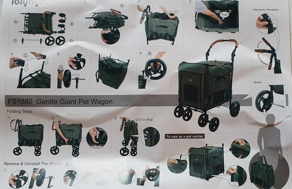 Ibiyaya Gentle Giant Wagon Dog Pram-Pet Strollers-Ibiyaya- Silver Circle Pets