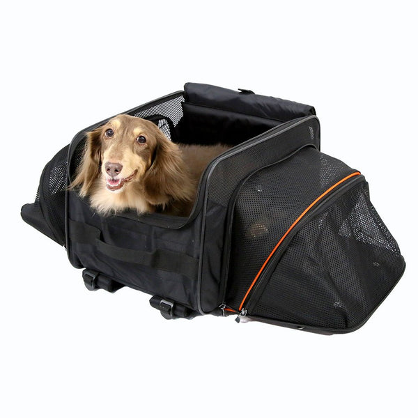 Ibiyaya JetPaw 3-in-1 Pet Stroller/Removable Airline-Approved Carrier | Expandable Rolling Pet Carrier-Backpack-Pet Strollers-Ibiyaya- Silver Circle Pets