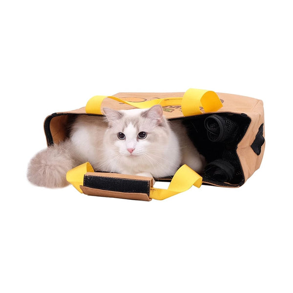 Ibiyaya Kraft Pa-purrr Canvas Pet Carrier-Pet Carrier-Ibiyaya- Silver Circle Pets