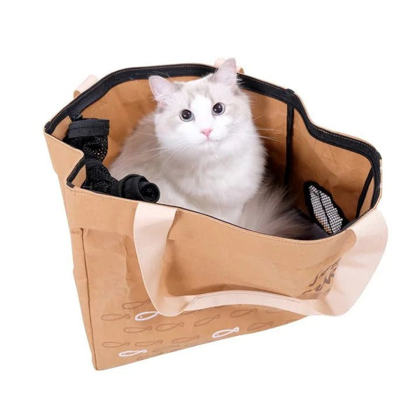 Ibiyaya Kraft Pa-purrr Canvas Pet Carrier-Pet Carrier-Ibiyaya- Silver Circle Pets