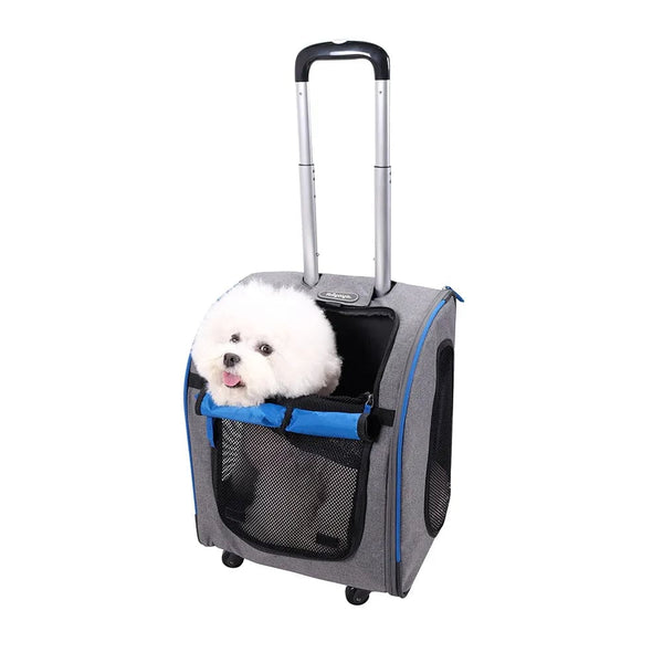 Ibiyaya Liso Backpack Rolling Pet Carrier-Pet Carrier-Ibiyaya- Silver Circle Pets