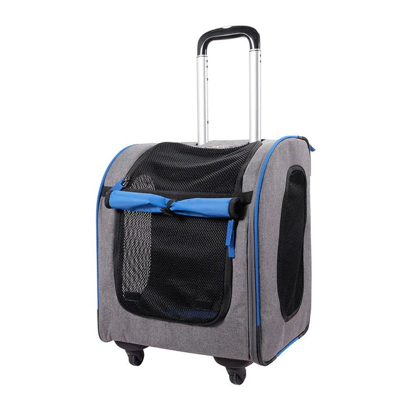 Ibiyaya Liso Backpack Rolling Pet Carrier-Pet Carrier-Ibiyaya- Silver Circle Pets