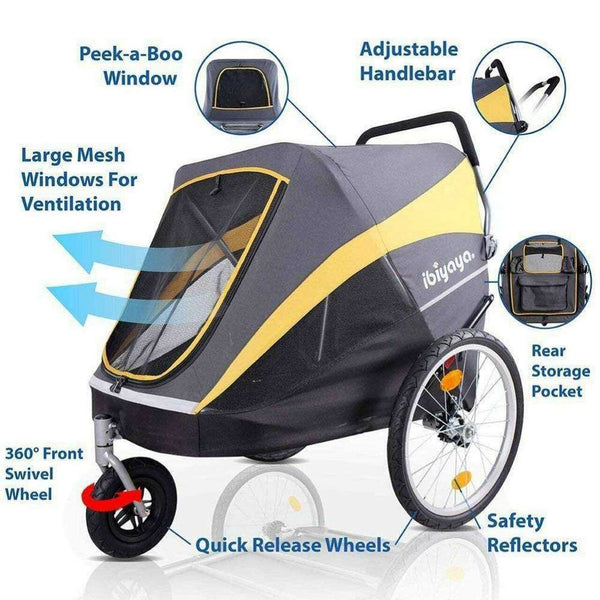 Innopet Hercules 2.0 XL Dog Stroller & Trailer with Free Rain Cover-Pet Strollers-Innopet- Silver Circle Pets