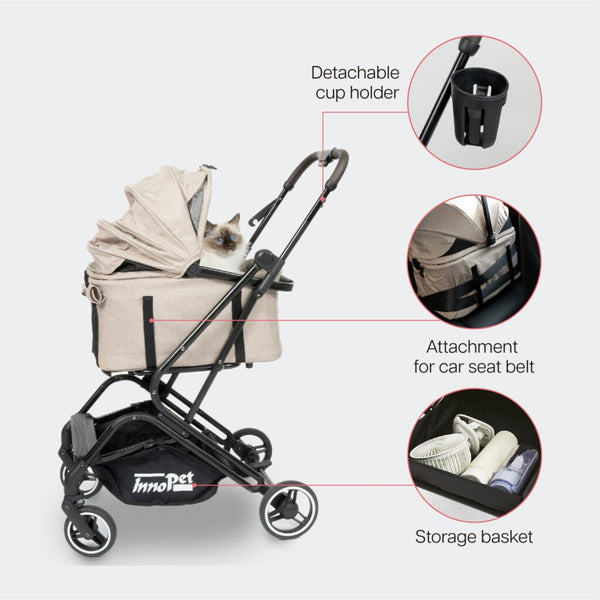 InnoPet Nomad 3-in-1 Pet Stroller Travel System-Pet Strollers-InnoPet- Silver Circle Pets