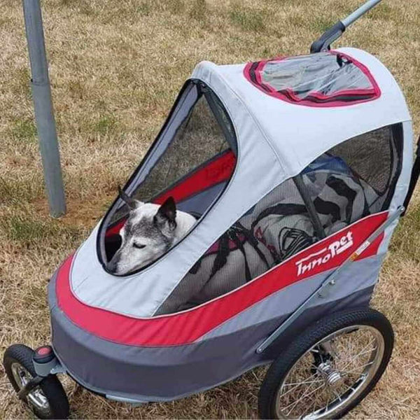 InnoPet Sporty Deluxe Pet Pram & Dog Bike Trailer with Free Rain Cover-Pet Strollers-Innopet- Silver Circle Pets