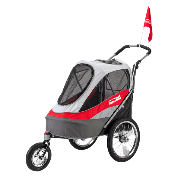InnoPet Sporty Deluxe Pet Pram & Dog Bike Trailer with Free Rain Cover-Pet Strollers-Innopet- Silver Circle Pets
