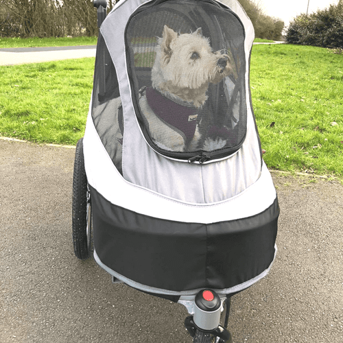 InnoPet Sporty Deluxe Pet Pram & Dog Bike Trailer with Free Rain Cover-Pet Strollers-Innopet- Silver Circle Pets