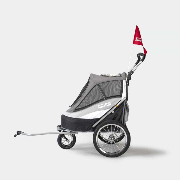 InnoPet Sporty Deluxe Pet Pram & Dog Bike Trailer with Free Rain Cover-Pet Strollers-Innopet- Silver Circle Pets