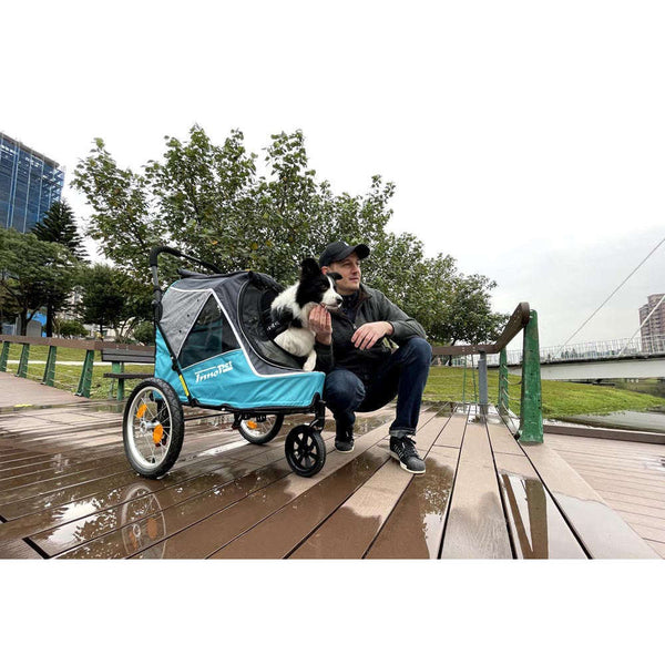 InnoPet Sporty Evolution V2.0 Dog Pram & Dog Bike Trailer with Free Rain Cover-Pet Strollers-Innopet- Silver Circle Pets