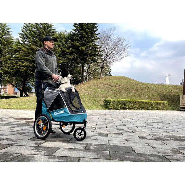 InnoPet Sporty Evolution V2.0 Dog Pram & Dog Bike Trailer with Free Rain Cover-Pet Strollers-Innopet- Silver Circle Pets