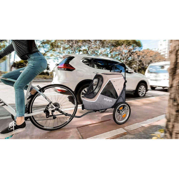 InnoPet Sporty Evolution V2.0 Dog Pram & Dog Bike Trailer with Free Rain Cover-Pet Strollers-Innopet- Silver Circle Pets
