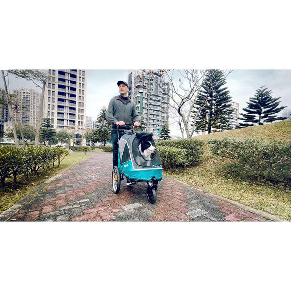 InnoPet Sporty Evolution V2.0 Dog Pram & Dog Bike Trailer with Free Rain Cover-Pet Strollers-Innopet- Silver Circle Pets