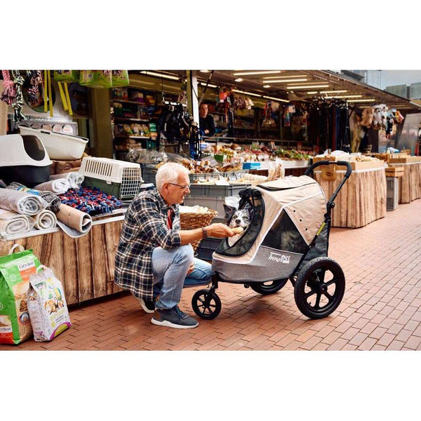 InnoPet Sporty Evolution V2.0 Dog Pram & Dog Bike Trailer with Free Rain Cover-Pet Strollers-Innopet- Silver Circle Pets