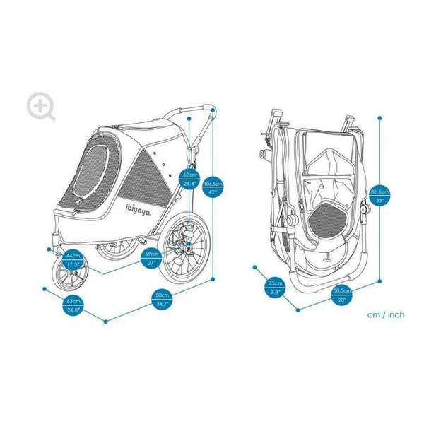 InnoPet Sporty Evolution V2.0 Dog Pram & Dog Bike Trailer with Free Rain Cover-Pet Strollers-Innopet- Silver Circle Pets