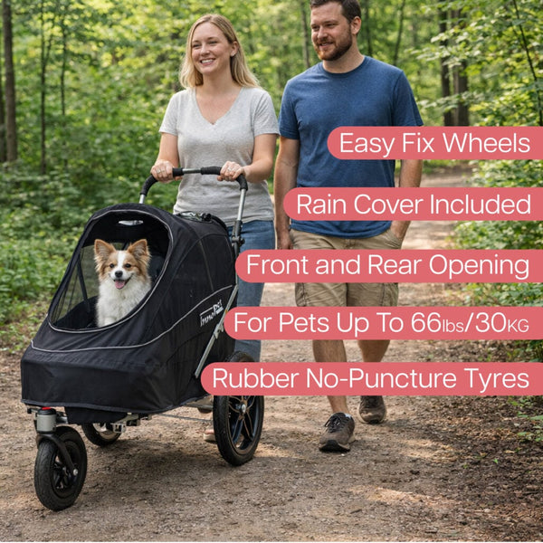 InnoPet Sporty EVR Dog Stroller & Bike Trailer | Free Rain Cover + Tow Bar-Pet Strollers-Innopet- Silver Circle Pets