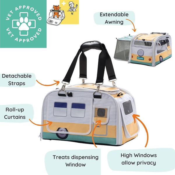 Kittyrama Waterproof Cat Carrier & Hideaway | Airline-Approved-Cat Carrier-Kittyrama- Silver Circle Pets