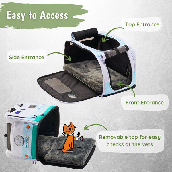 Kittyrama Waterproof Cat Carrier & Hideaway | Airline-Approved-Cat Carrier-Kittyrama- Silver Circle Pets
