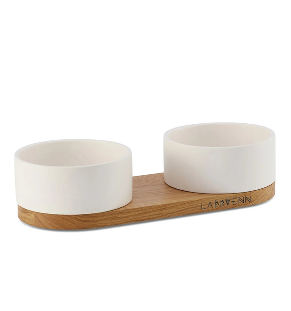 Labbvenn VUKU Ceramic Double Buffet-Pet Bowls, Feeders & Waterers-Labbvenn- Silver Circle Pets