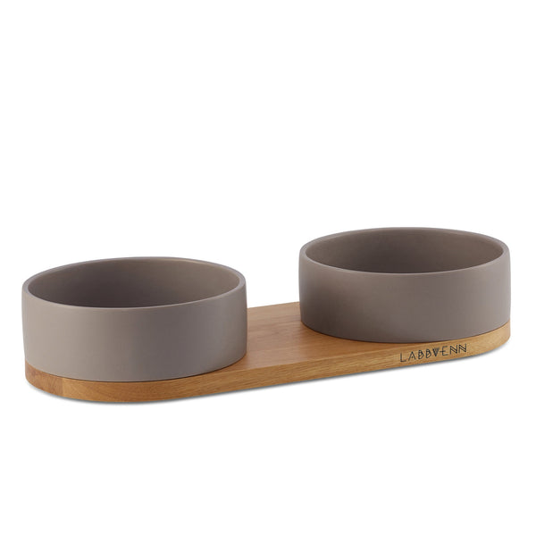 Labbvenn VUKU Ceramic Double Buffet-Pet Bowls, Feeders & Waterers-Labbvenn- Silver Circle Pets