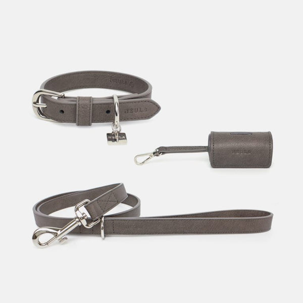 Neula Strength Vegan Leather Dog Collar Walk Set-Collar & Leash Set-Neula- Silver Circle Pets