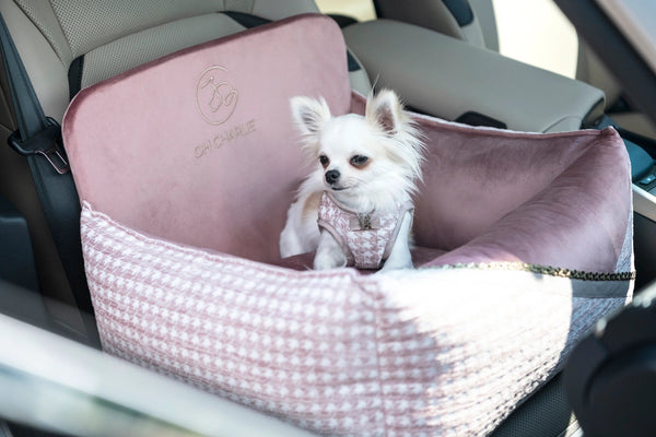 Oh Charlie Dog Car Seat Bed Glamour-Dog Car Seat-Oh Charlie- Silver Circle Pets