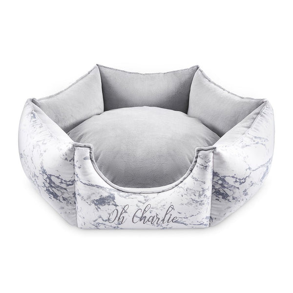 Oh Charlie Luxe Dog Bed Marble-Dog Bed-Oh Charlie- Silver Circle Pets