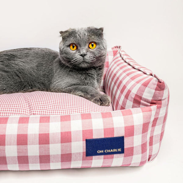 Oh Charlie Striped Pet Bed Janelle-Cat Bed-Oh Charlie- Silver Circle Pets