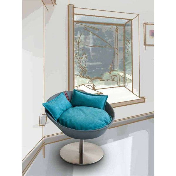 Pet Interiors Cosmo Buffalo Leather Deluxe Cat Bed-Cat Bed-Pet Interiors- Silver Circle Pets