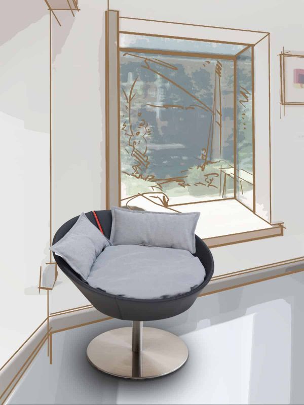 Pet Interiors Cosmo Faux Leather Deluxe Cat Bed-Cat Bed-Pet Interiors- Silver Circle Pets