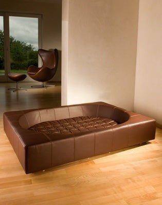Pet Interiors Cube Genuine Leather Dog Bed-Dog Bed-Pet Interiors- Silver Circle Pets