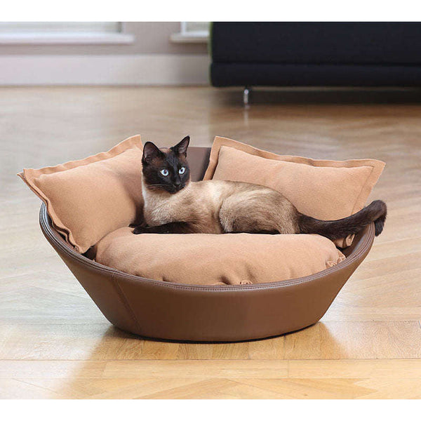 Pet Interiors Faux Leather Pet Bed MILA-Cat Bed-Pet Interiors- Silver Circle Pets