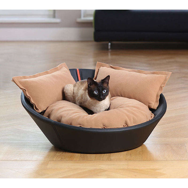 Pet Interiors Faux Leather Pet Bed MILA-Cat Bed-Pet Interiors- Silver Circle Pets