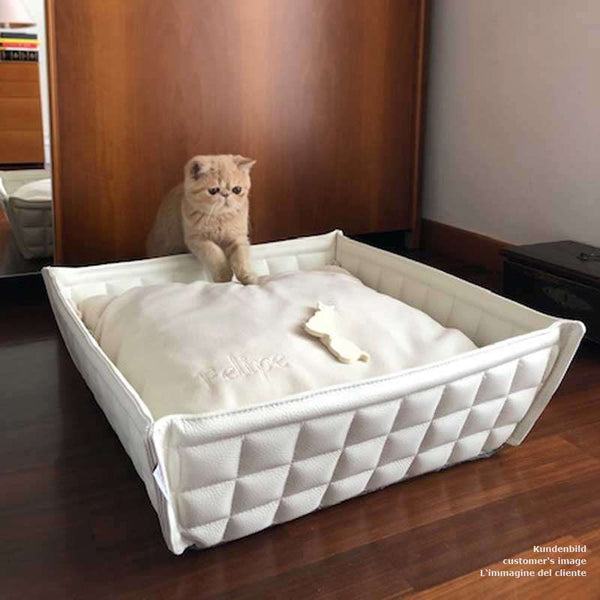 Pet Interiors Leather Cat Basket BOWL-Cat Bed-Pet Interiors- Silver Circle Pets
