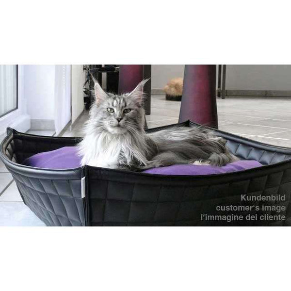 Pet Interiors Leather Cat Basket BOWL-Cat Bed-Pet Interiors- Silver Circle Pets