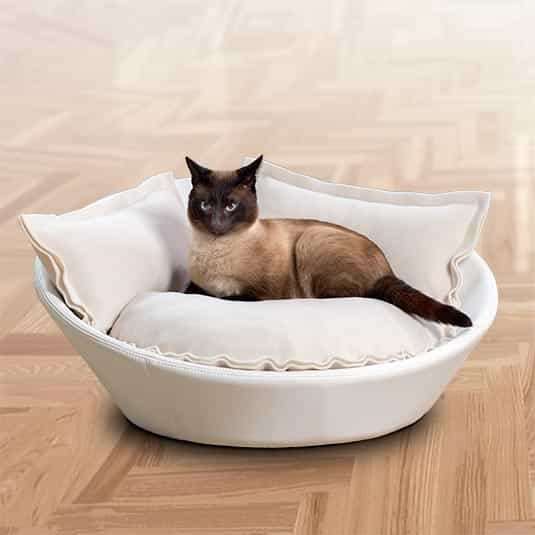 Pet Interiors Leather Pet Bed MILA-Cat Bed-Pet Interiors- Silver Circle Pets
