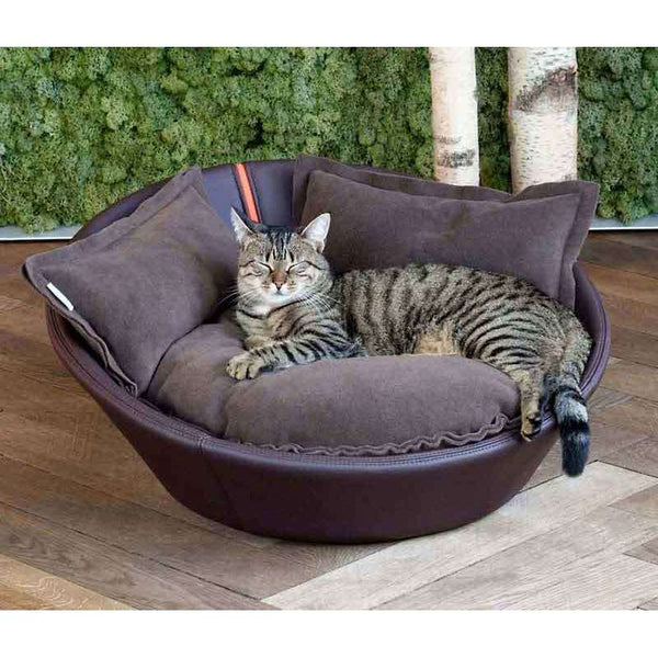 Pet Interiors Leather Pet Bed MILA-Cat Bed-Pet Interiors- Silver Circle Pets