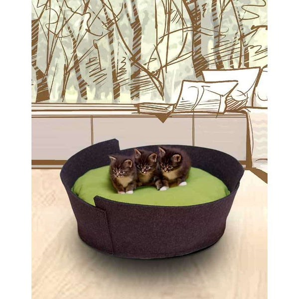 Pet Interiors LIDO Felt Designer Cat Bed-Cat Bed-Pet Interiors- Silver Circle Pets