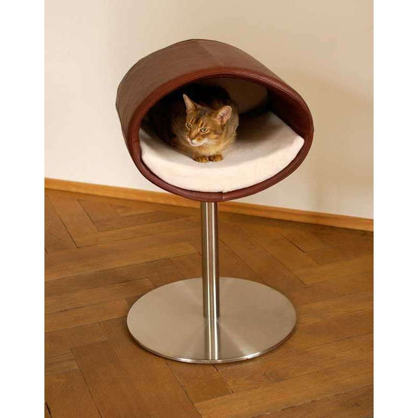 Pet Interiors Rondo Leather Cat Bed Stand-Cat Bed-Pet Interiors- Silver Circle Pets