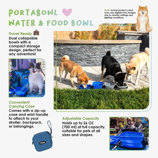Petique 2-in-1 Portabowl-Pet Strollers Accessories-Petique- Silver Circle Pets