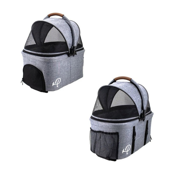 Petique 3-in-1 Tri-Fold Pet Stroller Travel System-Pet Strollers-Petique- Silver Circle Pets