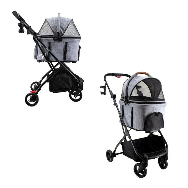 Petique 3-in-1 Tri-Fold Pet Stroller Travel System-Pet Strollers-Petique- Silver Circle Pets