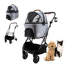 Petique 3-in-1 Tri-Fold Pet Stroller Travel System-Pet Strollers-Petique- Silver Circle Pets