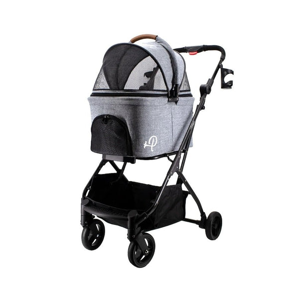 Petique 3-in-1 Tri-Fold Pet Stroller Travel System-Pet Strollers-Petique- Silver Circle Pets