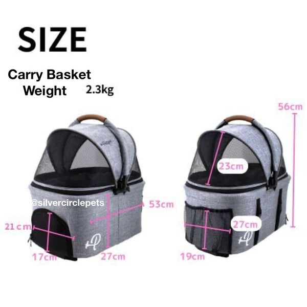 Petique 3-in-1 Tri-Fold Pet Stroller Travel System-Pet Strollers-Petique- Silver Circle Pets