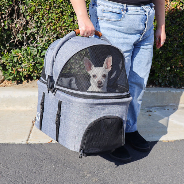 Petique 3-in-1 Tri-Fold Pet Stroller Travel System-Pet Strollers-Petique- Silver Circle Pets