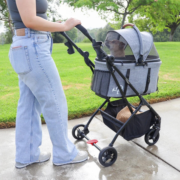 Petique 3-in-1 Tri-Fold Pet Stroller Travel System-Pet Strollers-Petique- Silver Circle Pets