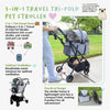 Petique 3-in-1 Tri-Fold Pet Stroller Travel System-Pet Strollers-Petique- Silver Circle Pets