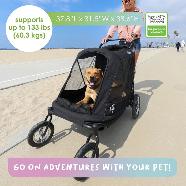 Petique Apollo Elite Pet Stroller & Trailer | Integrated Ramp-Pet Strollers-Petique- Silver Circle Pets