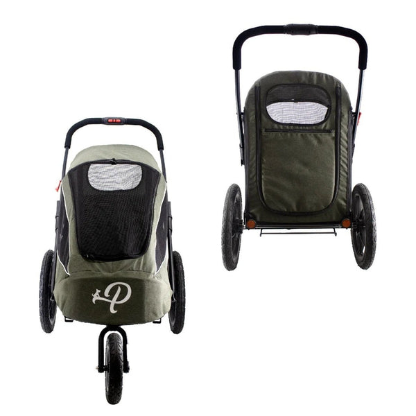 Petique Breeze Pet Jogger Stroller incl. Free Rain Cover & Bike Adapter-Pet Strollers-Petique- Silver Circle Pets